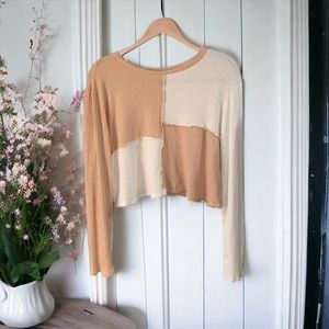 Francesca’s Blue Rain cropped long sleeve shirt